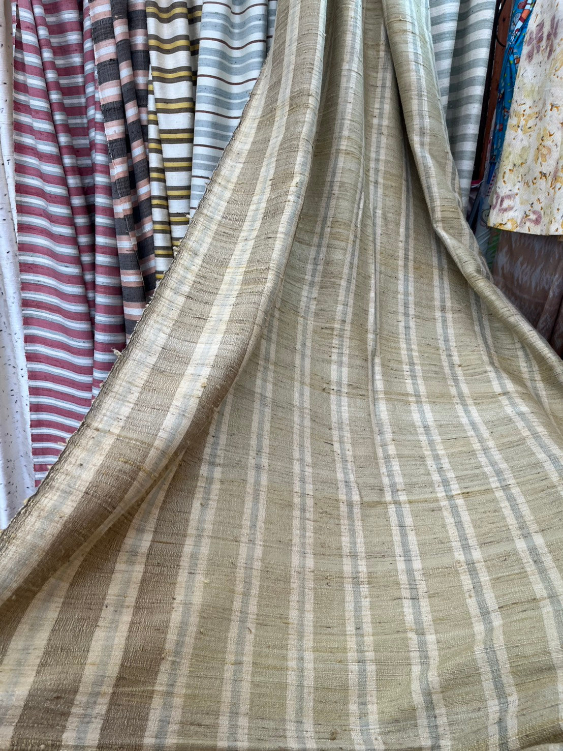 Thai Silk Stripe Pattern Gray Coarse texture (SKU-39103)