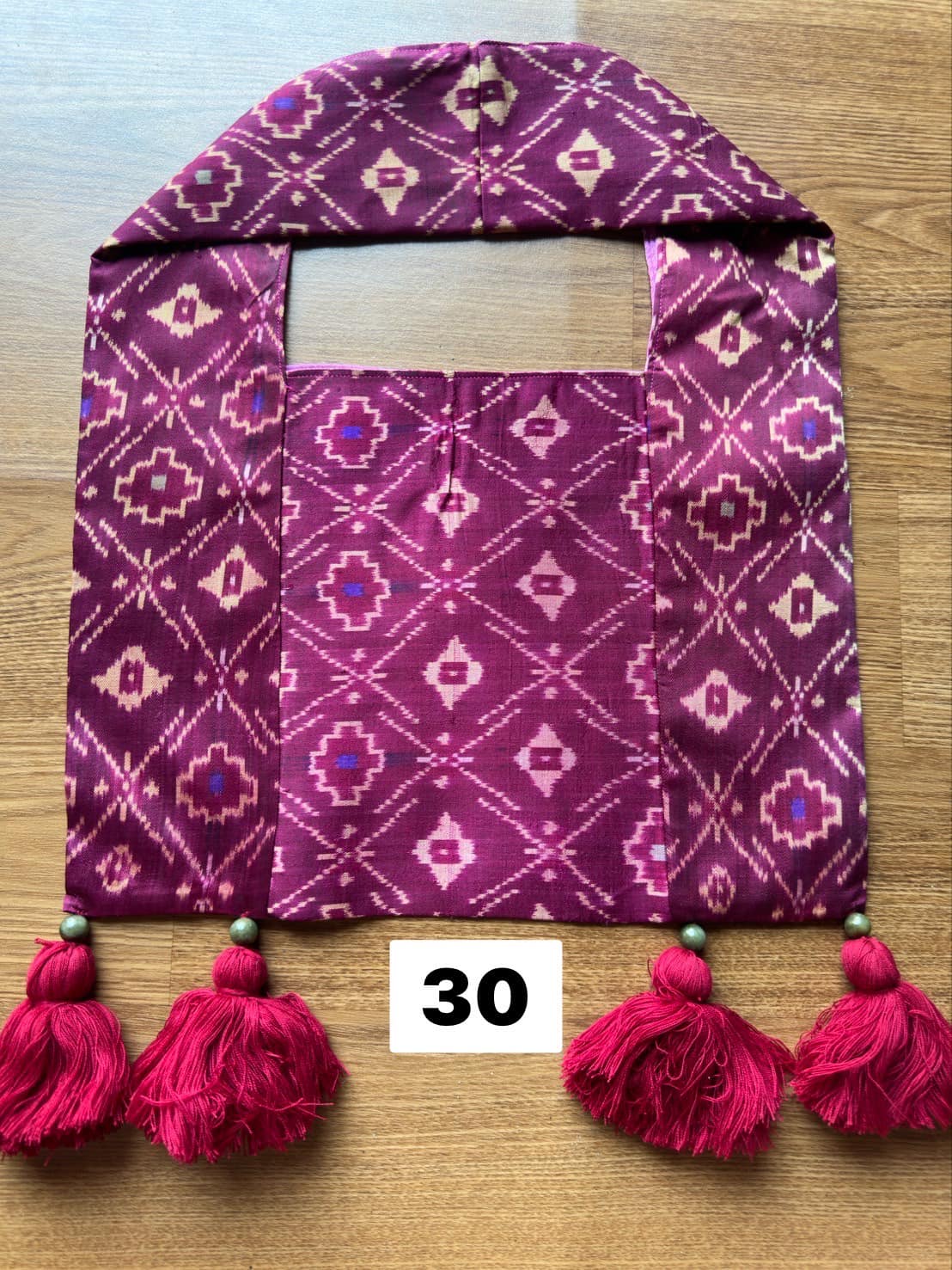 Battambang Mudmee silk bag, real silk, size 20x30cm, purple background, code GLC-SIL-06056730