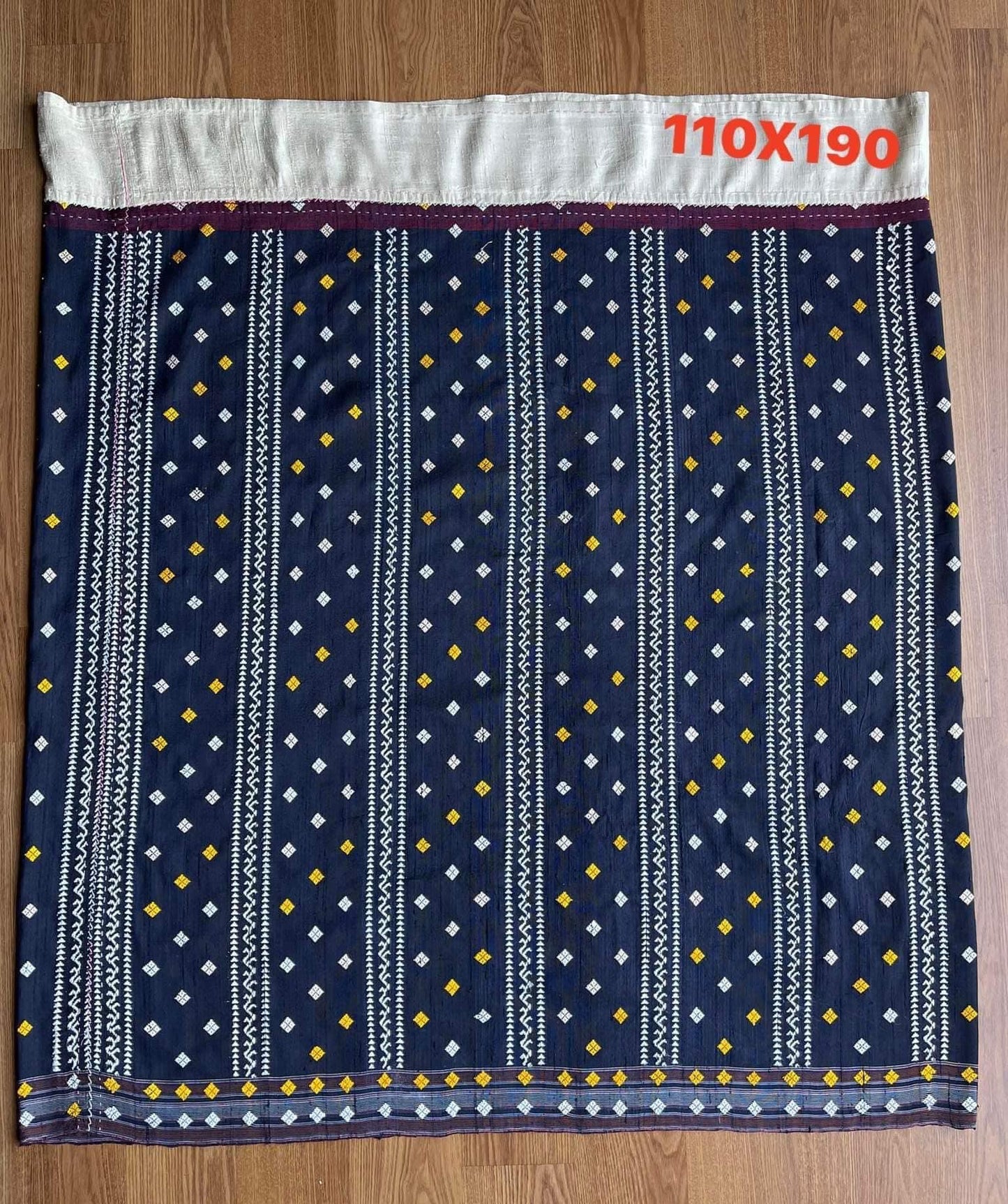 Sin, Tin Jok cloth, Muang Ubon silk, natural dyed silk, size 110x190cm, navy blue background, code N9-SIL0517662.