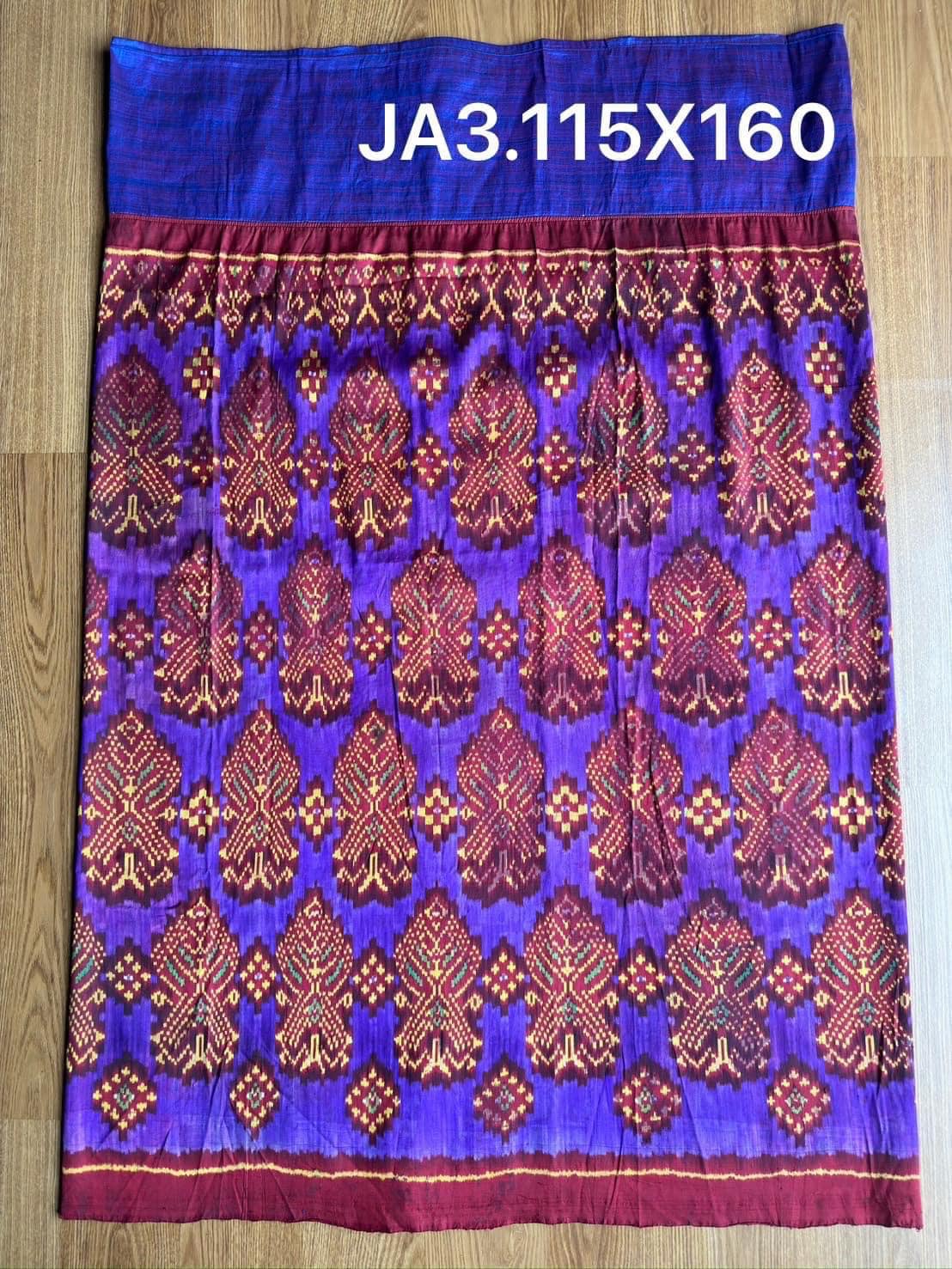 Special edition Mudmee silk sarong, woven work, 3 tako, size 115x160cm, red background, code N9-SIL-JA3