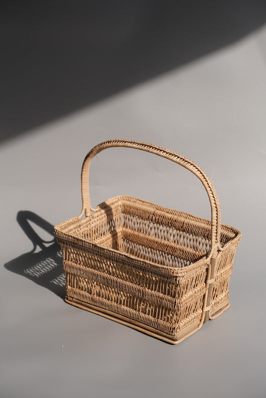 Wicker basket, rectangular shape, 2 layers, special, waist 3, code BK-35-2-3-7