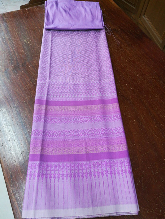 (Dress fabric) Surin silk, size 1x4 meters (pattern 2 meters + solid color 2 meters), purple, code N10-NY0609651