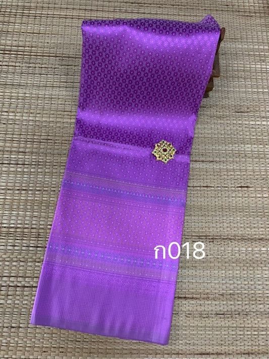 Surin silk sarong, 32 tako, with pollen, raised tinsel, size 1x2 meters, purple, code N11-AA-ก018