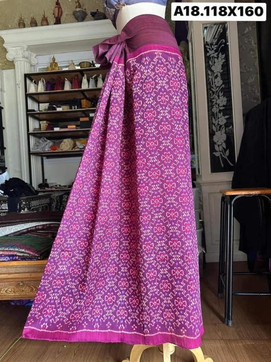 Battambang skirt, Ban Sao Hand silk, natural color, size 118x160cm, purple, code N9-SIL-A18