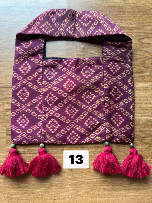 Battambang Mudmee silk bag, real silk, size 20x30cm, purple background, code GLC-SIL-06056713