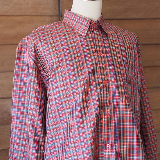 long sleeve shirt plaid silk Red and purple, code DN-CT-SKU100848