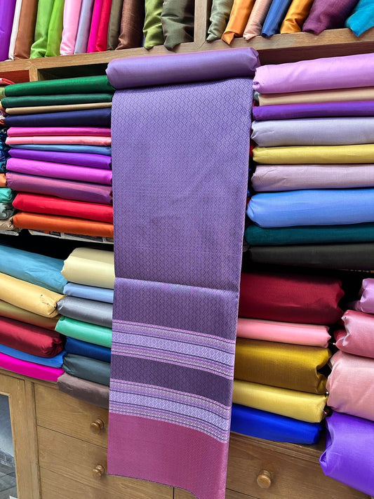 (Dress cloth) plain colored silk with stripes (2 yards of plain cloth + 2 yards of sarong) shade of purple, code B7C-ST-0629671022