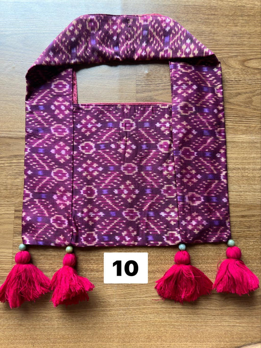 Battambang Mudmee silk bag, real silk, size 20x30cm, purple background, code GLC-SIL-06056710