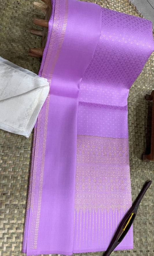 (Dress cloth) Surin Yok Dok silk Koh Choeng Silver Tin, size 1x4 meters (pattern 2 meters + background color 2 meters), purple-pink, code N10-AA-0526671