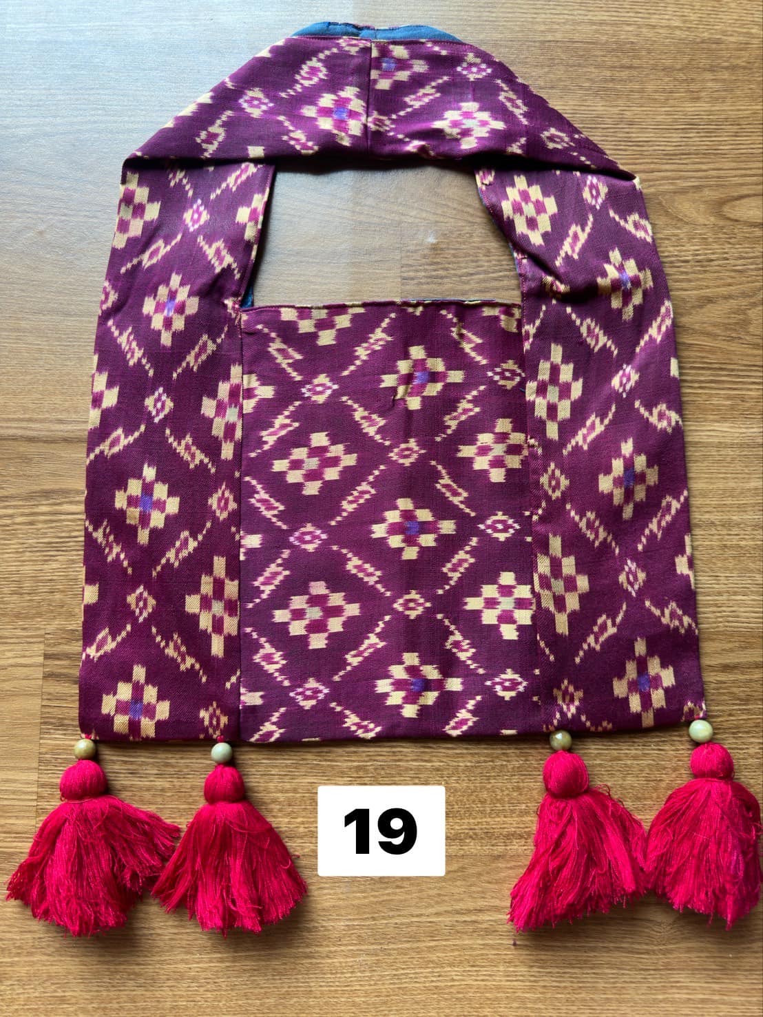 Battambang Mudmee silk bag, real silk, size 20x30cm, purple background, code GLC-SIL-06056719