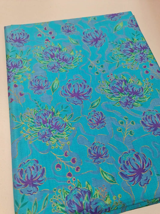 Thai Silk Printed Silk Blue Coarse texture (SKU-42157)
