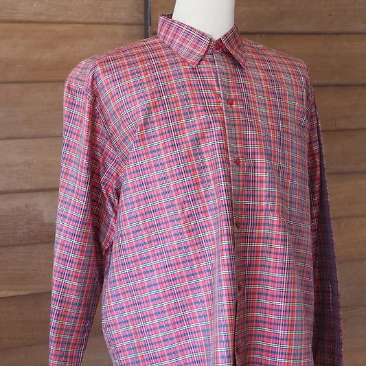 long sleeve shirt plaid silk Red and cream, code DN-CT-SKUSLS005