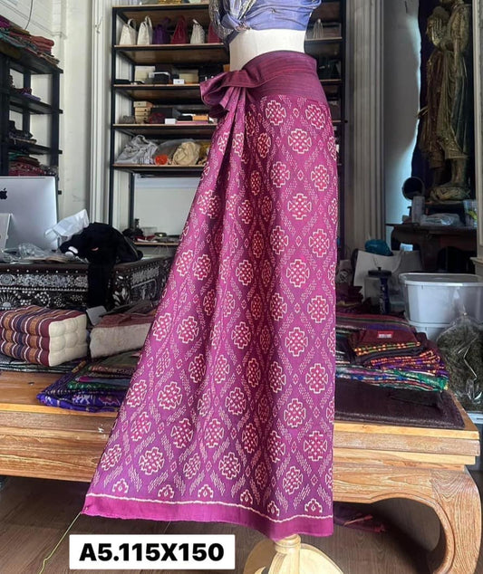 Battambang skirt, Ban Sao Hand silk, natural color, size 115x150cm, purple, code N9-SIL-A5