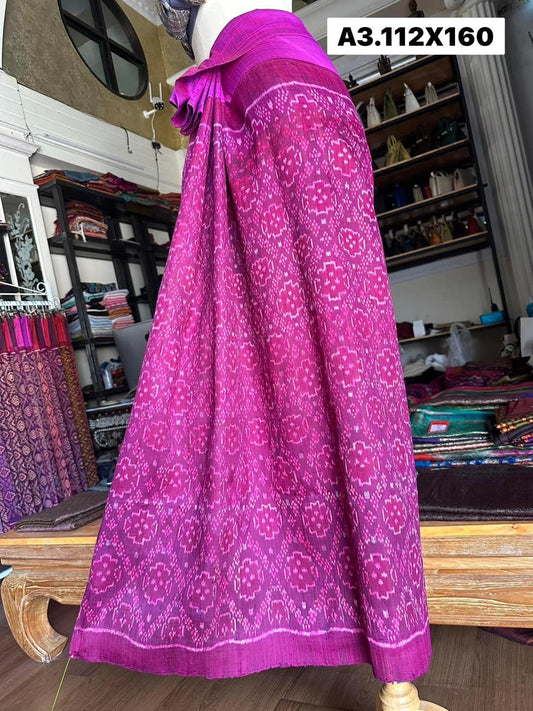 Battambang skirt, Baan Sao Hand silk, natural color, size 112x160cm, purple-pink, code N9-SIL-A3