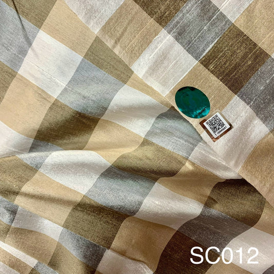 Thai Silk Checked / Plaid Weave Brown Coarse texture (SKU-33407)