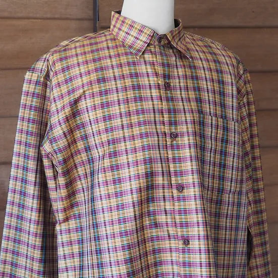 long sleeve shirt plaid silk Purple and yellow, code DN-CT-SKU100853