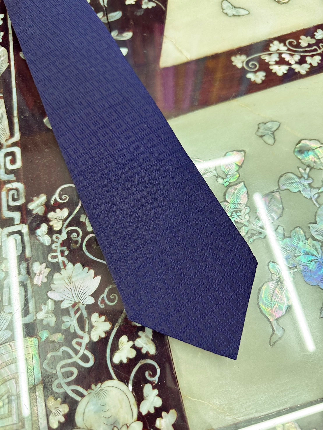 Floral silk necktie Navy blue, code NC-ST0626662