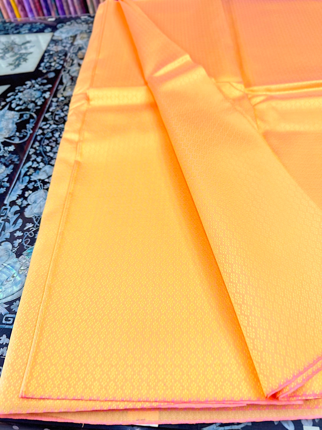 Thai Silk Plain Weave Brocade Orange (SKU-39644)