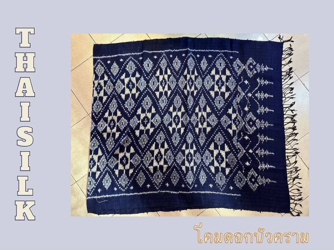 Large silk shawl, thick material, with a woman's face, ruffled hem, size 105x230cm, lotus lantern pattern, indigo blue, code ZYH-AA-122566150215.