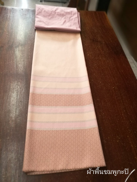 (Dress cloth) plain colored silk with stripes (ground cloth 2 meters + pattern 2 yards) pink shrimp paste, code B7C-NY0602661