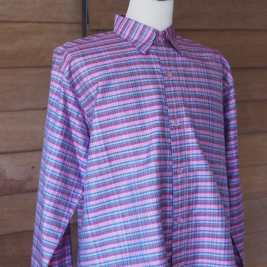 long sleeve shirt plaid silk Purple alternating with blue, code DN-CT-SKU100845