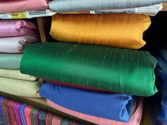 Thai Silk Plain Weave Coarse Handwoven Green (SKU-37984)