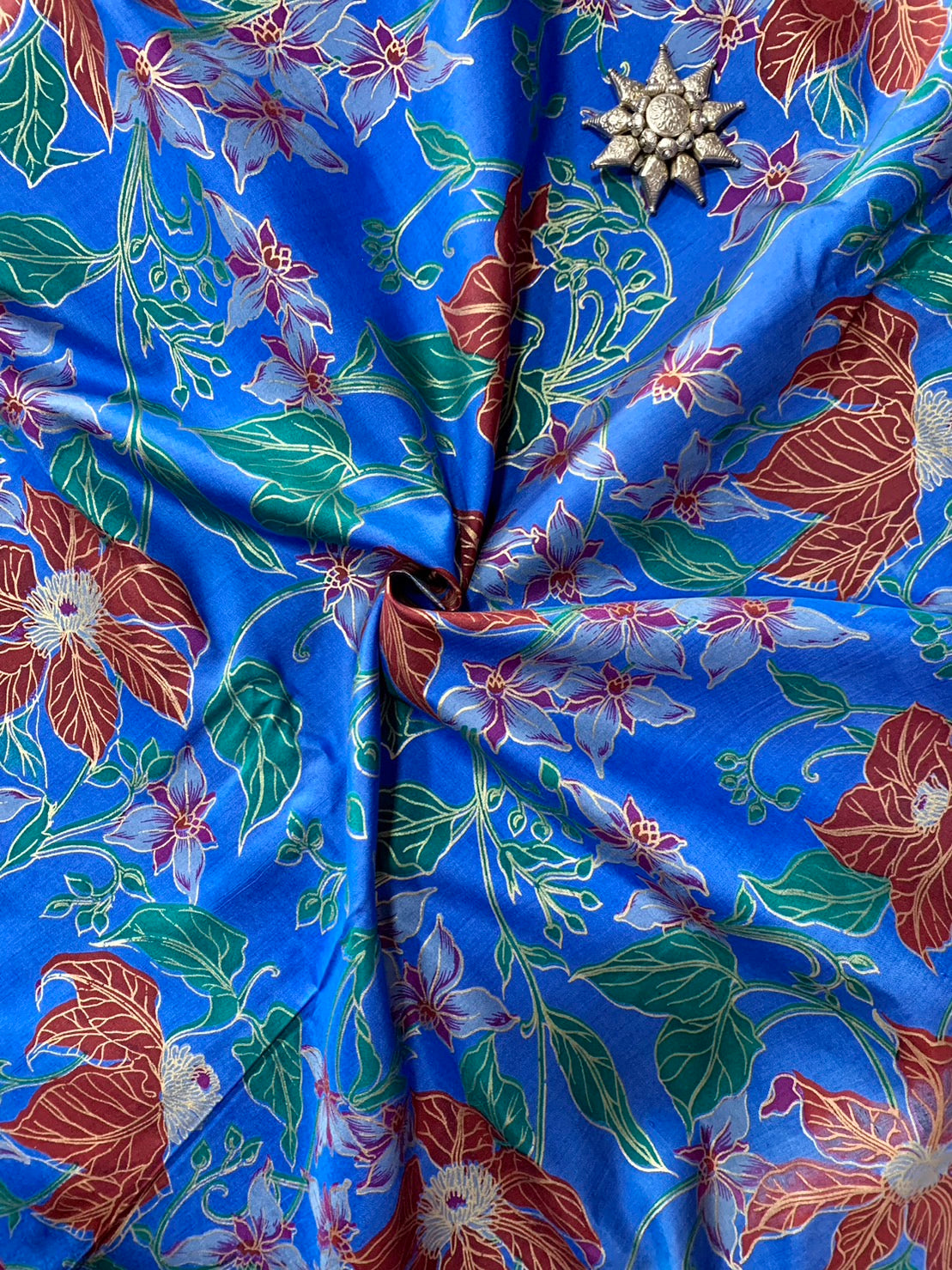 Thai Silk Printed Silk Blue (SKU-22583)