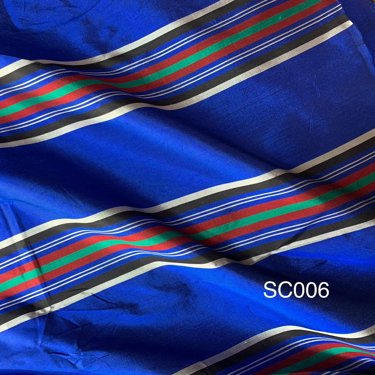 Thai Silk Stripe Pattern Blue Coarse texture (SKU-33402)