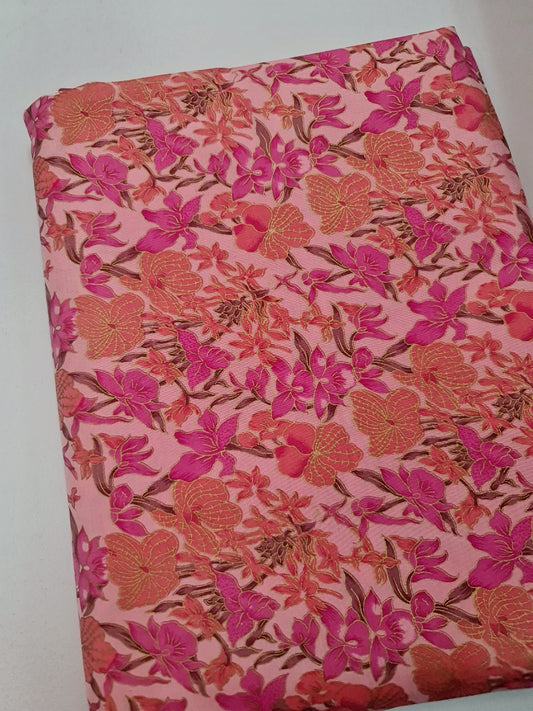 Thai Silk Printed Silk Pink Coarse texture (SKU-42161)