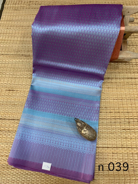 Surin silk sarong, 32 tako, with pollen, raised tinsel, size 1x2 meters, purple, code N11-AA-ก039