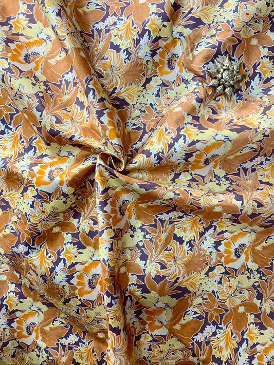 Thai Silk Printed Silk Yellow (SKU-22602)