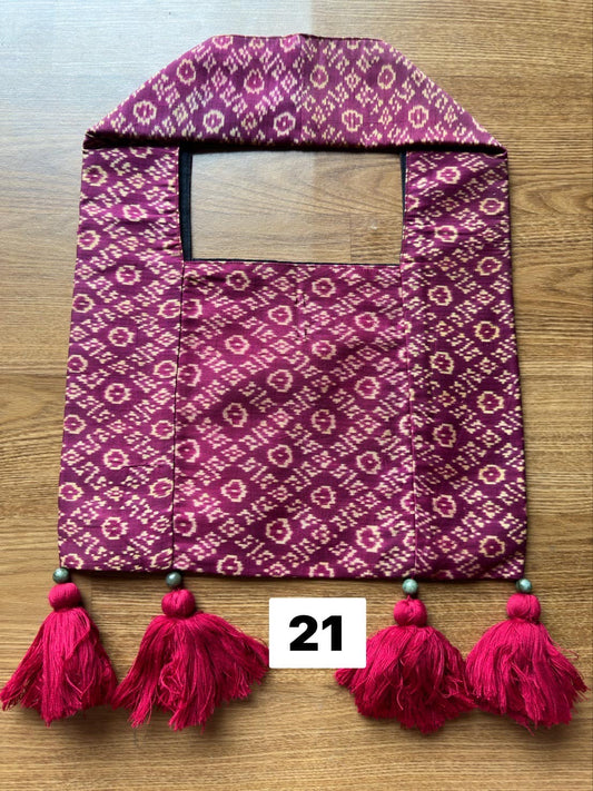 Battambang Mudmee silk bag, real silk, size 20x30cm, purple-pink background, code GLC-SIL-06056721