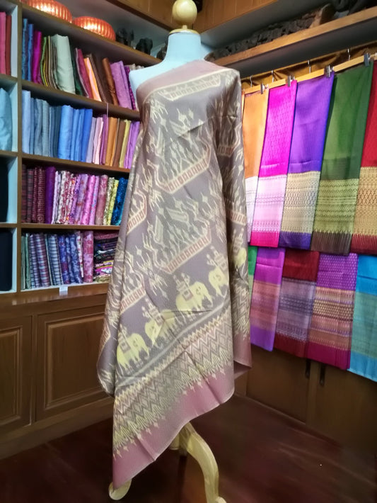 Mudmee silk skirt, natural color, real silk, 6 tako, woven, size 1x2 meters, 5 star work, code L1-NY11186521