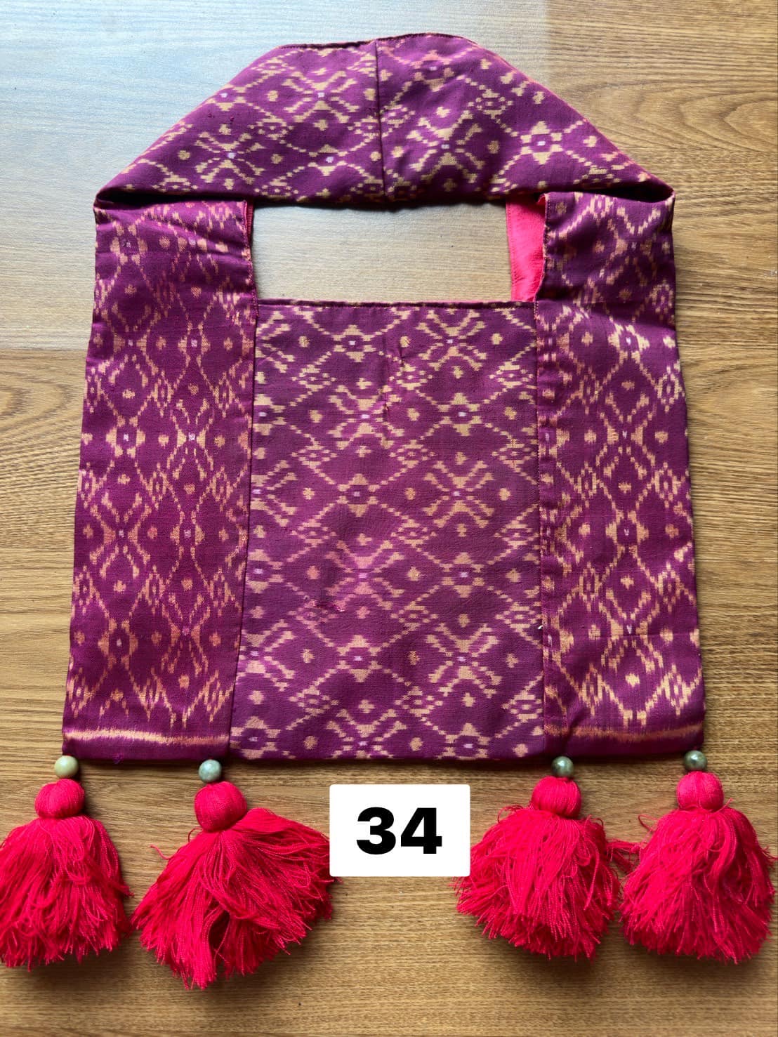 Battambang Mudmee silk bag, real silk, size 20x30cm, purple background, code GLC-SIL-06056734