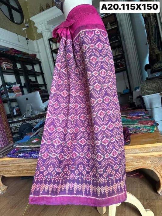 Battambang skirt, Ban Sao Hand silk, natural color, size 115x150cm, purple, code N9-SIL-A20