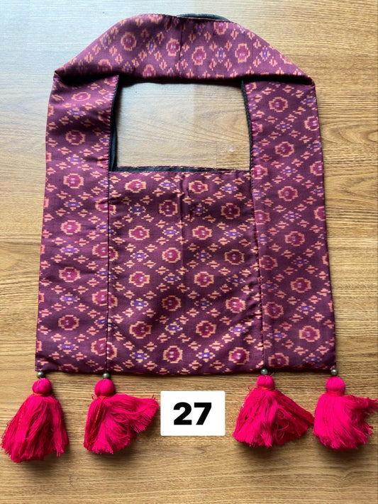 Battambang Mudmee silk bag, real silk, size 20x30cm, purple background, code GLC-SIL-06056727