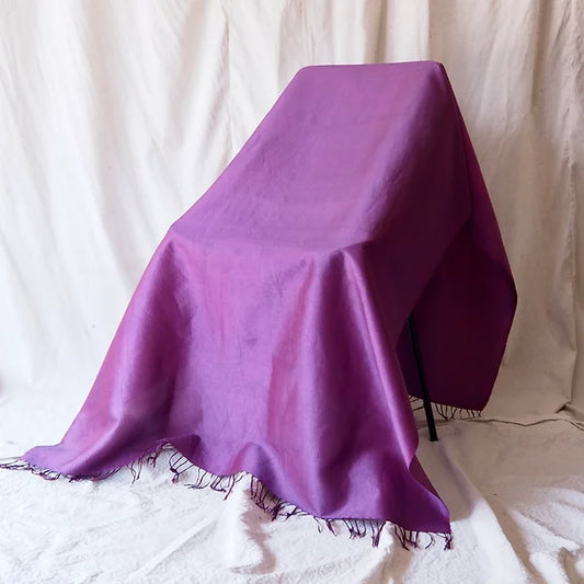 Large silk shawl with ruffle, size 100x200cm, purple, code ZYH-CT-102677