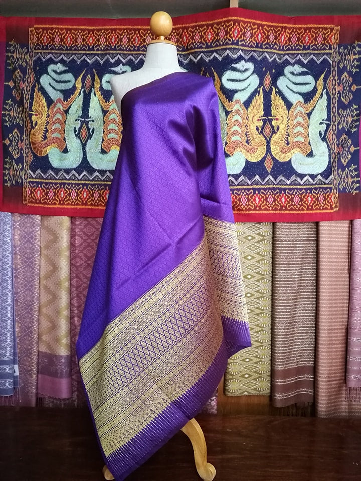 Surin silk skirt, real silk, size 1x2 meters, Koh Choeng Dinthong, purple background, code N11-NY06216614