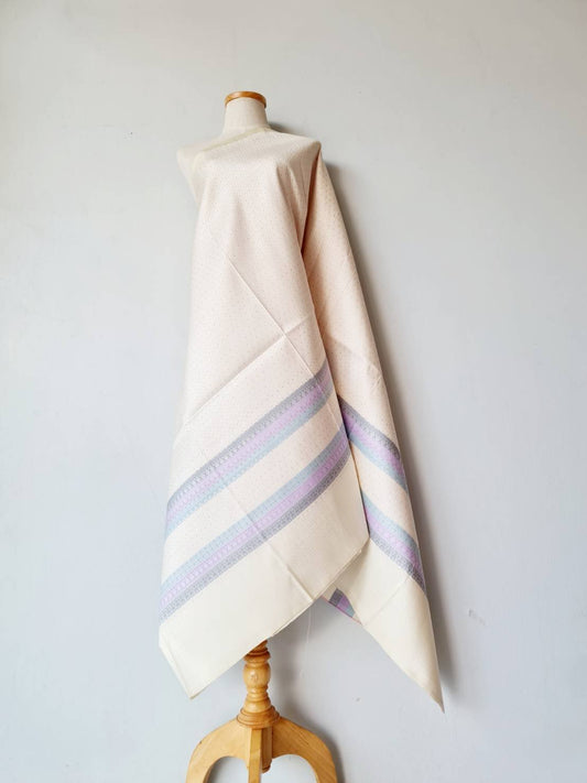 Surin silk skirt, real silk, 32 tako, size 1x2 meters, cream color, white, striped N11-NY0807661