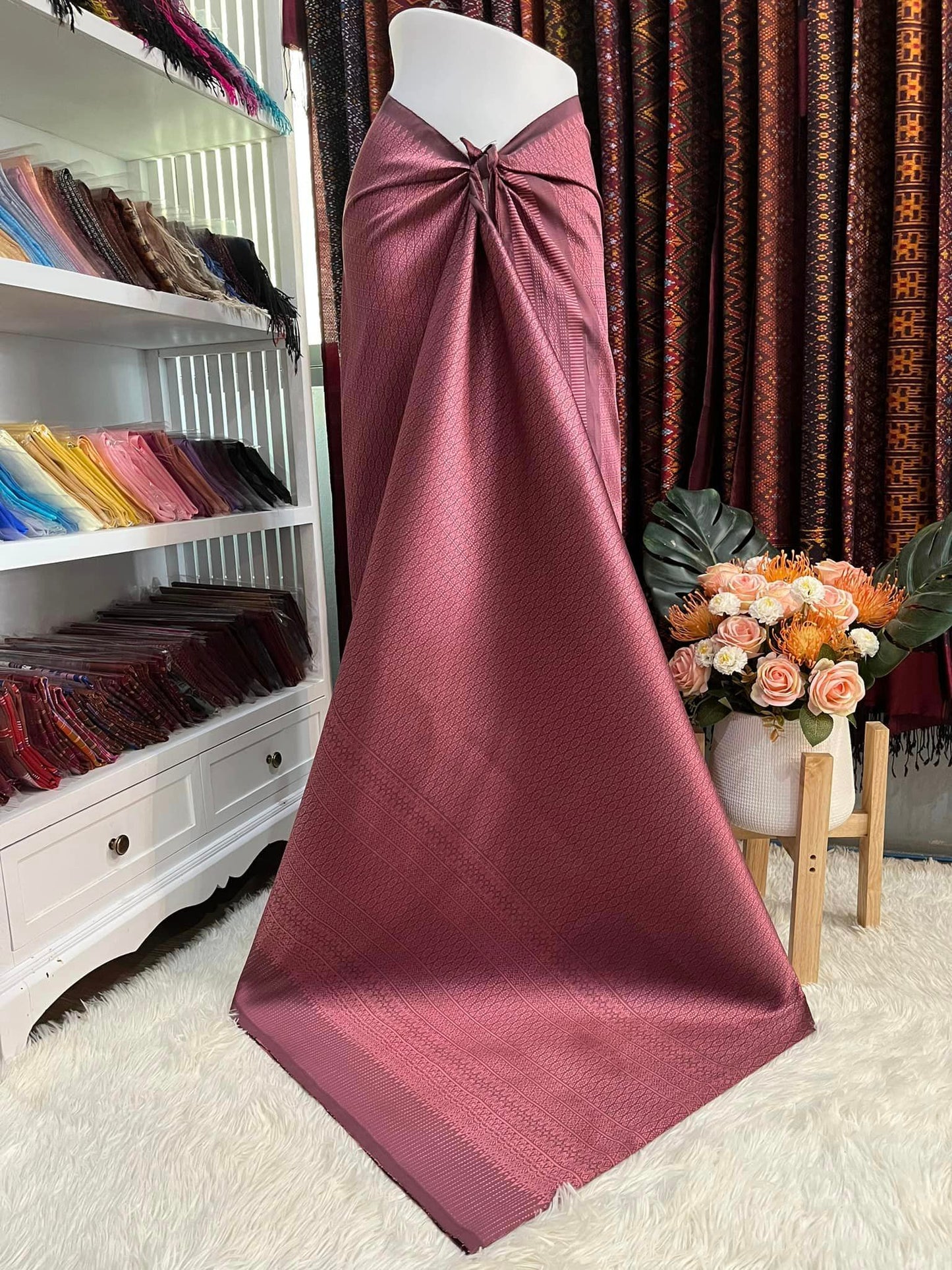 Surin silk skirt, size 1x2 meters, purple-red N11-PS082466130416