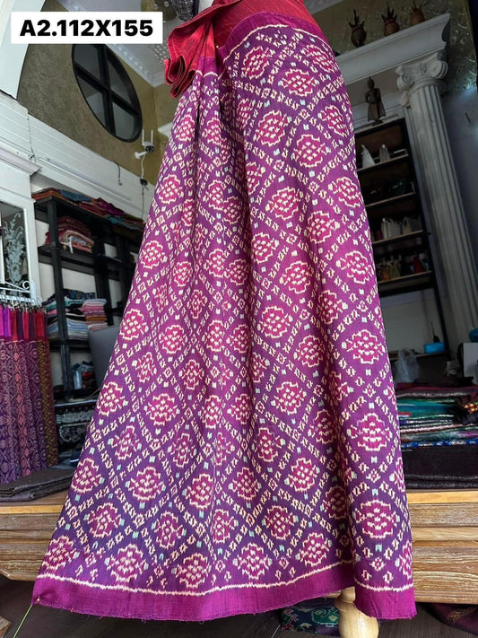 Battambang skirt, Baan Sao Mue silk, natural color, size 112x155cm, purple-pink, code N9-SIL-A2