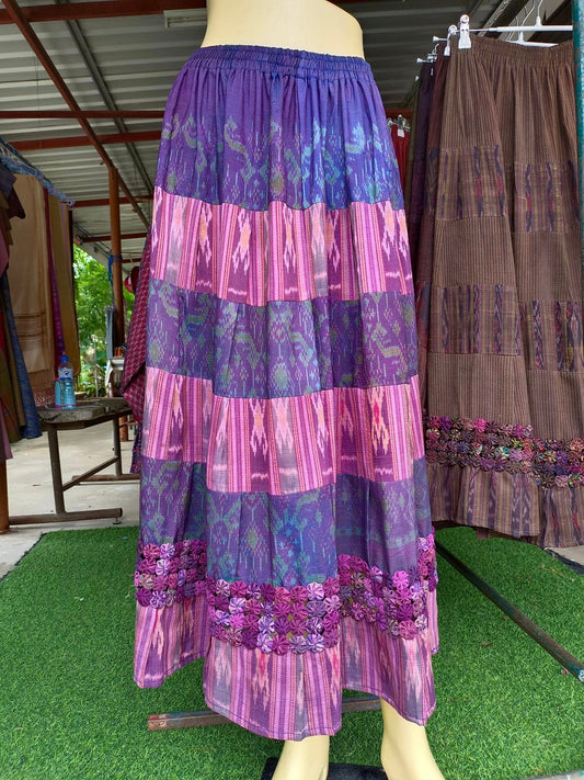 old silk skirt Sewing from pure hand-woven silk, purple-pink color, code WM-ND0629666.