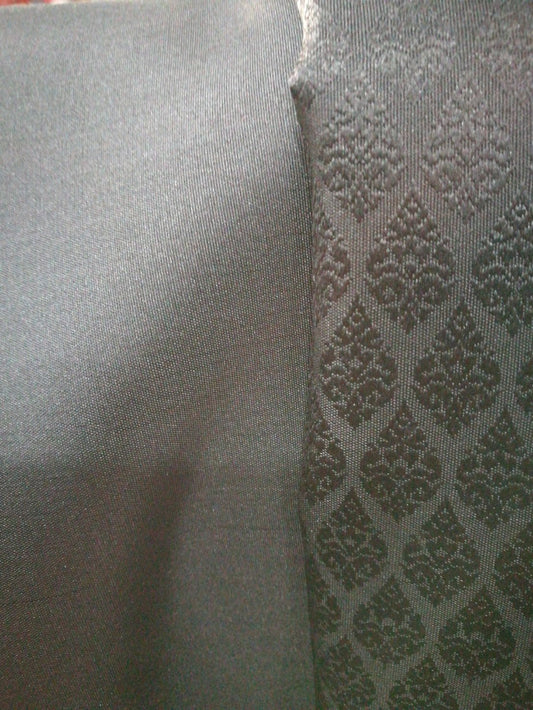 (Dress fabric) Surin silk, size 1x4 meters (pattern 2 meters + solid color 2 meters), black, code N10-NY-0112671