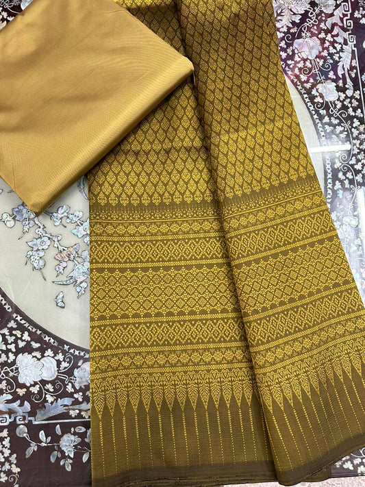 (Dress fabric) Surin silk, size 1x4 meters (pattern 2 meters + background color 2 meters), gold color, code N10-ST-1104661