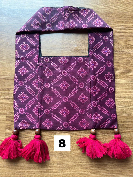 Battambang Mudmee silk bag, real silk, size 20x30cm, purple background, code GLC-SIL-0605678