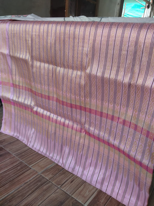 Surin silk skirt, real silk, size 1x2 meters, gold thread, pinkish purple, code N11-DR-0528679