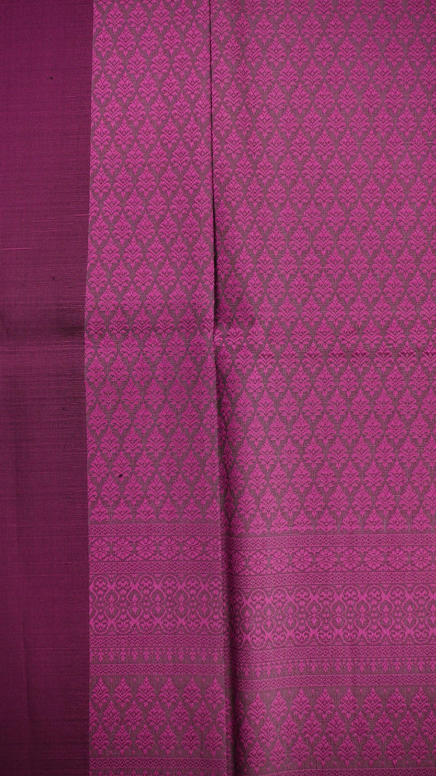 (Dress fabric) Surin silk, size 1x4 meters (pattern 2 meters + solid color 2 meters), dark pinkish purple, code N10-NY-09026713