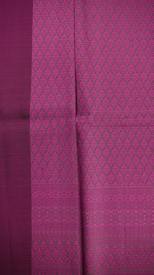 (Dress fabric) Surin silk, size 1x4 meters (pattern 2 meters + solid color 2 meters), dark pinkish purple, code N10-NY-09026713