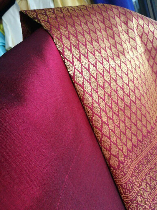 (Dress fabric) Surin silk, size 1x4 meters (pattern 2 meters + background color 2 meters), dark red, code N10-NY1125651