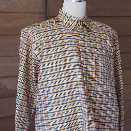 long sleeve shirt plaid silk Yellow alternating blue, code DN-CT-SKU100860